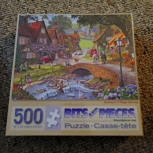 NIB Bits And Pieces Summer Village Stream 500 Count Puzzle